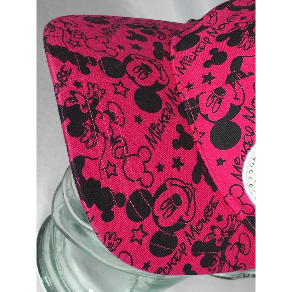 Disney Parks Mickey Mouse Jeweled Baseball Hat Pink Black Youth Adjustable - Picture 6 of 9